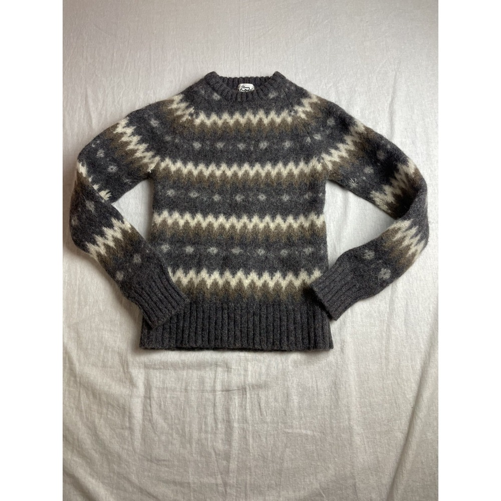 Vintage 70s 80s Woolrich Black Men Size S Wool Fair Isle Nordic Gorpcore Sweater